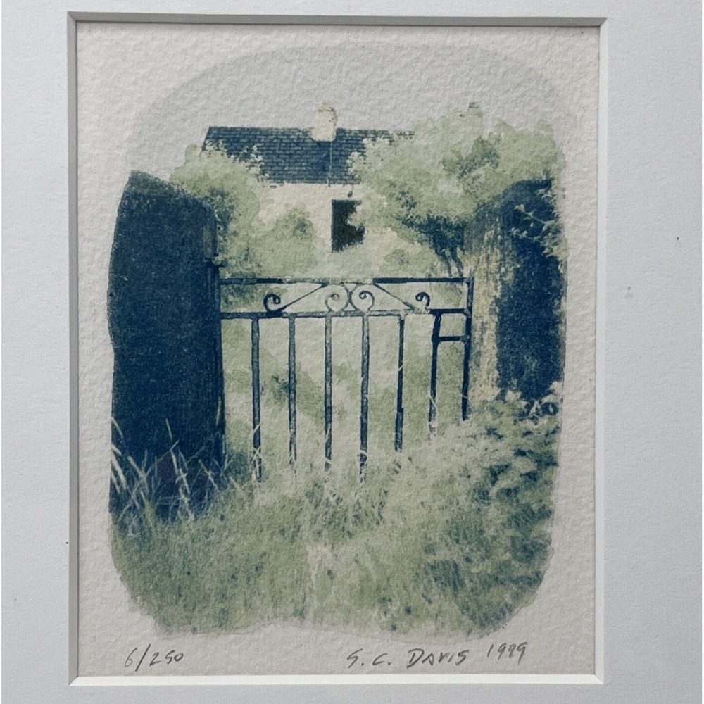 Sandra‎ C Davis Signed Cyanotype Print 1999 Aughrusbeg Point Ireland Art Framed